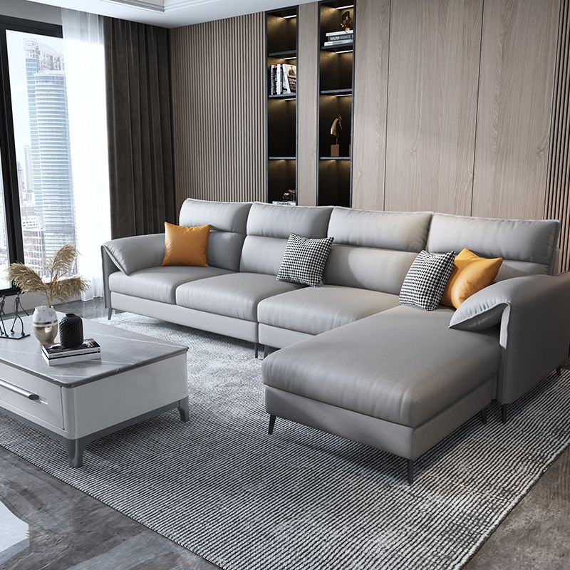 Nordic Cushions Stationary Sectional Faux Leather Living Room Pillow Top Arm Seating