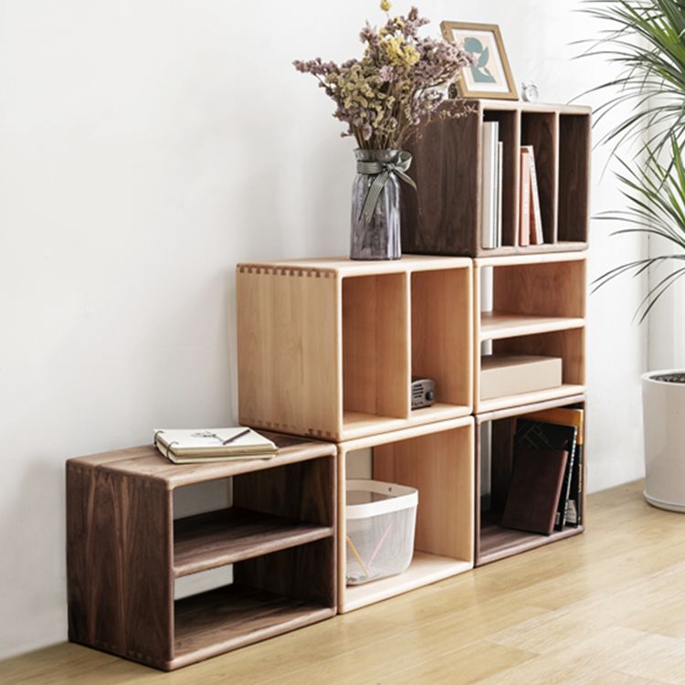 Contemporary Solid Wood Bookshelf Open Back Bookcase for Home Office