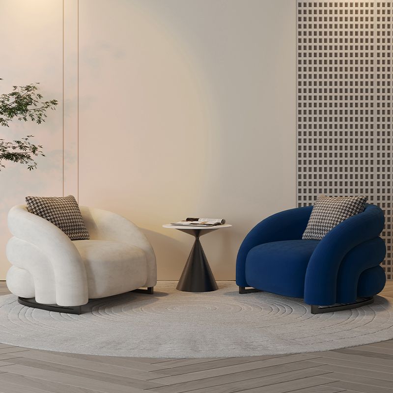 Modern Fixed Back Chair Solid Color Upholstered Sloped Arms Chair