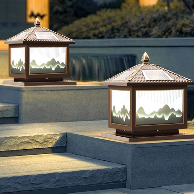 Modern LED Pillar Lamp Creative Solar Lighting Fixture for Garden