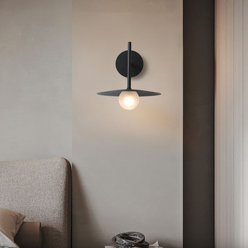 Modern Single Wall Mounted Sconce Metal Wall Light in White/Black/Grey