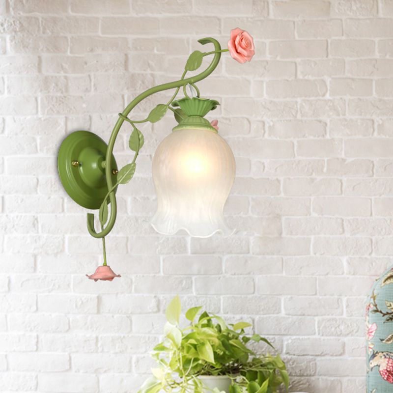 Luz de pared de la habitación de la vieira Campo de matrimonio Opal Glass White White 1 Head Green Wall Lighting Fixture