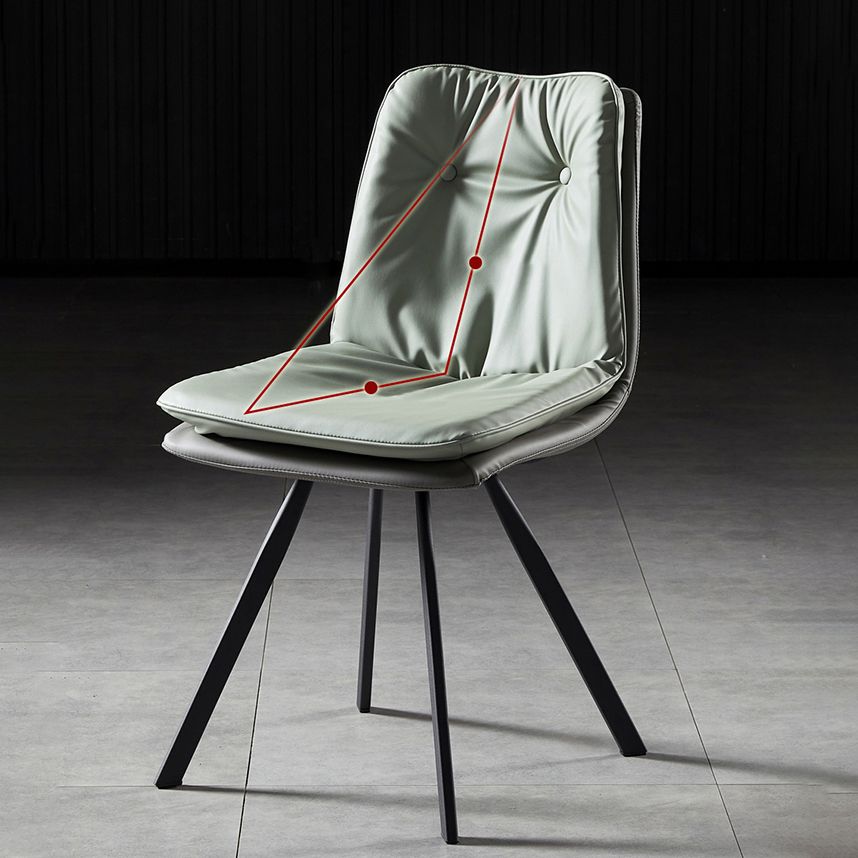 Chaises de salle à manger en cuir de style scandinave, chaise rembourrée à dossier solide pour un usage domestique (Ensemble de 2)