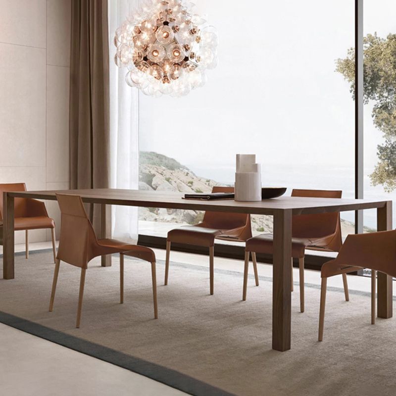 Glam Bruine vaste houten eettafel rechthoekige vorm standaard eettafel voor keuken