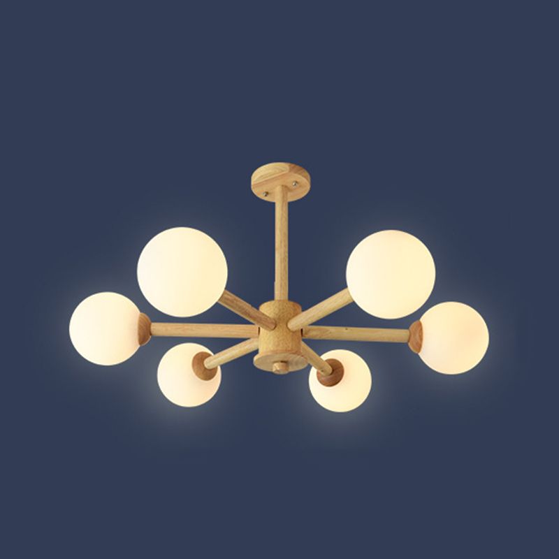 Luces colgantes de rama esférica múltiple de luz Modern Wood Lighting para estudio para estudiar