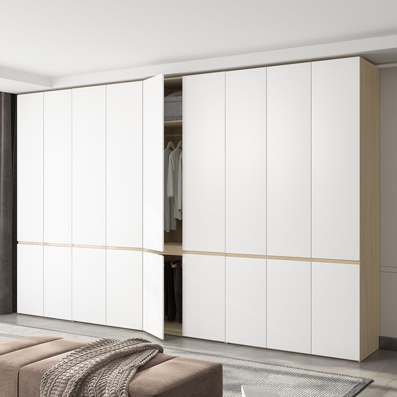 Contemporary Wardrobe Armoire with Drawer Hinged Storage Cabinet