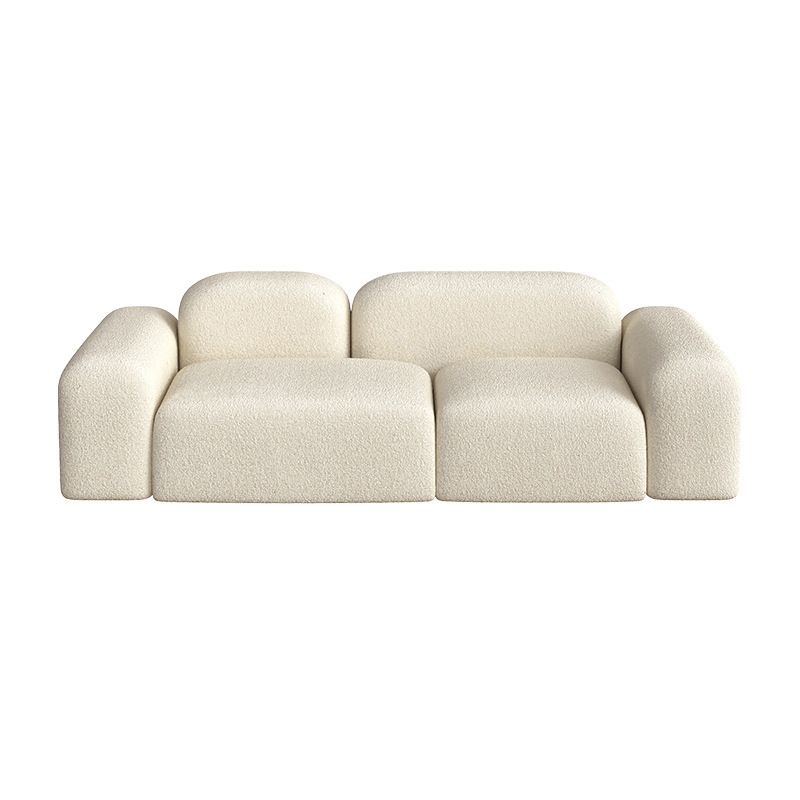 Contemporary Style Stationary Sofa Wool Rolled Arm Sofa in White
