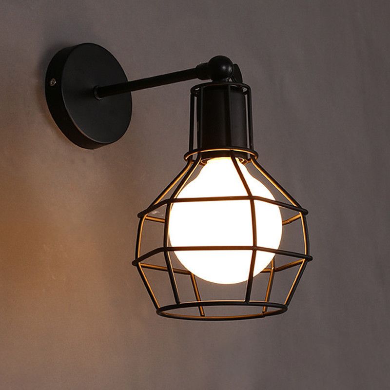 Käfig Wandleuchte industrielle Wandleuchten Metall 1 Leichte Leuchten in Schwarz