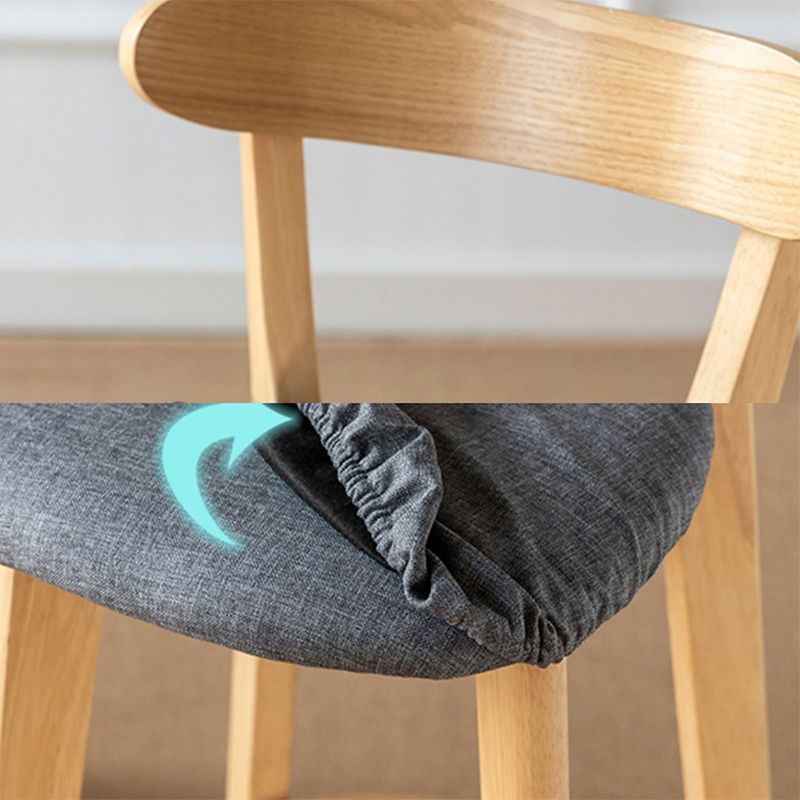 Scandinavian Wood Stool Fabric Upholstered Rectangle Seat Counter Stool in Matte Finish