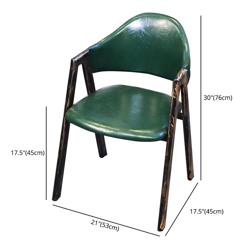 Industrial Style Leather Dining Side Chairs Open Back Dining Armless Chairs