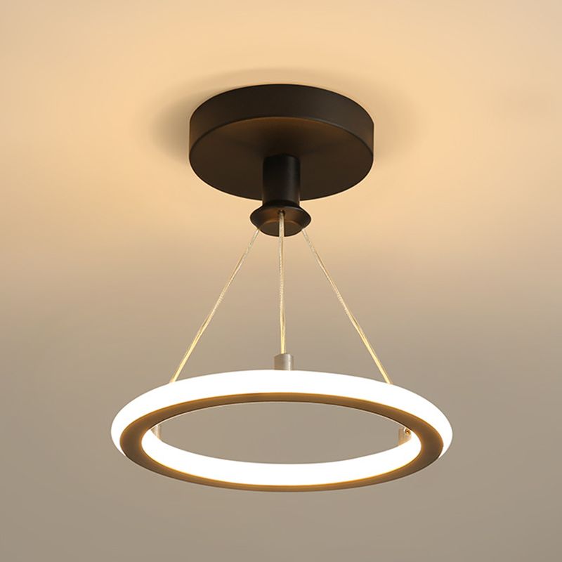 Circle Semi Flush Mount Light Metal Modern Flush Mount Ceiling Light Fixtures for Hallway