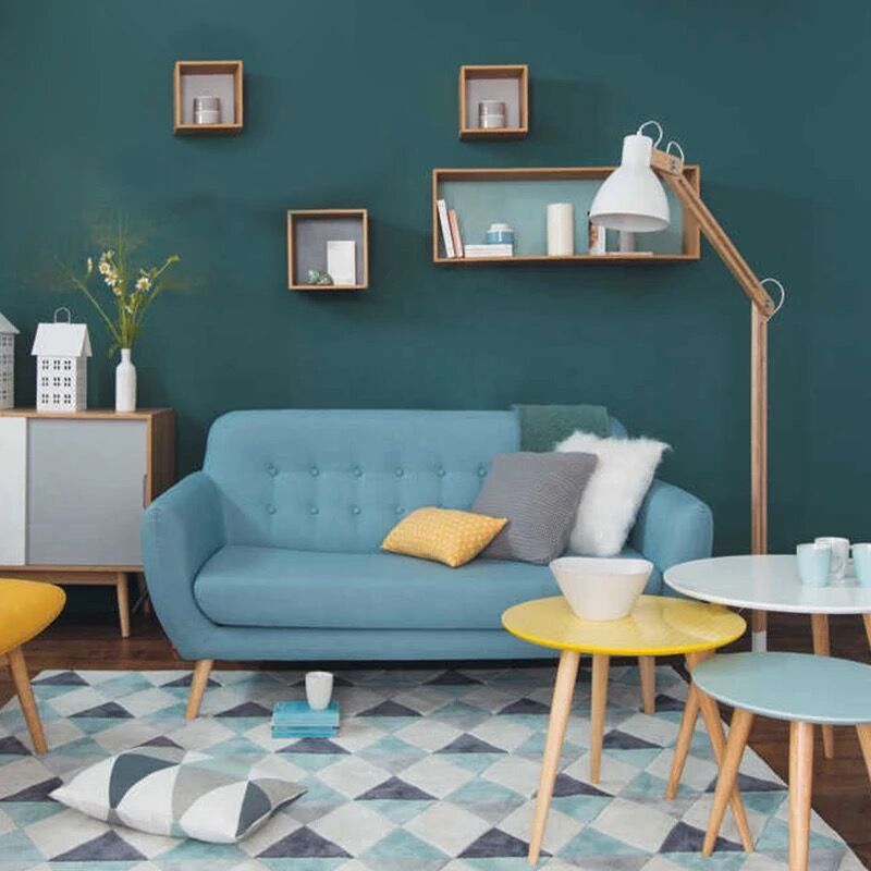 32.28" H Cotton Blend 3 Seater Flared Arm Sofa for Living Room