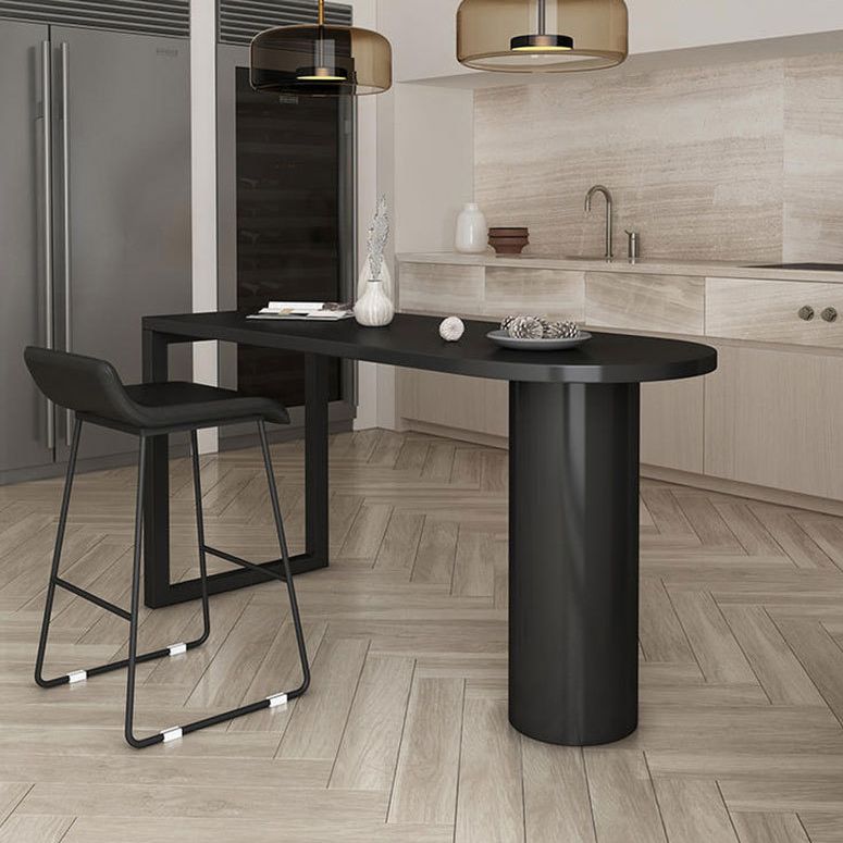 Contemporary Pub Table Free Form Solid Wood Bar Table for Small Places