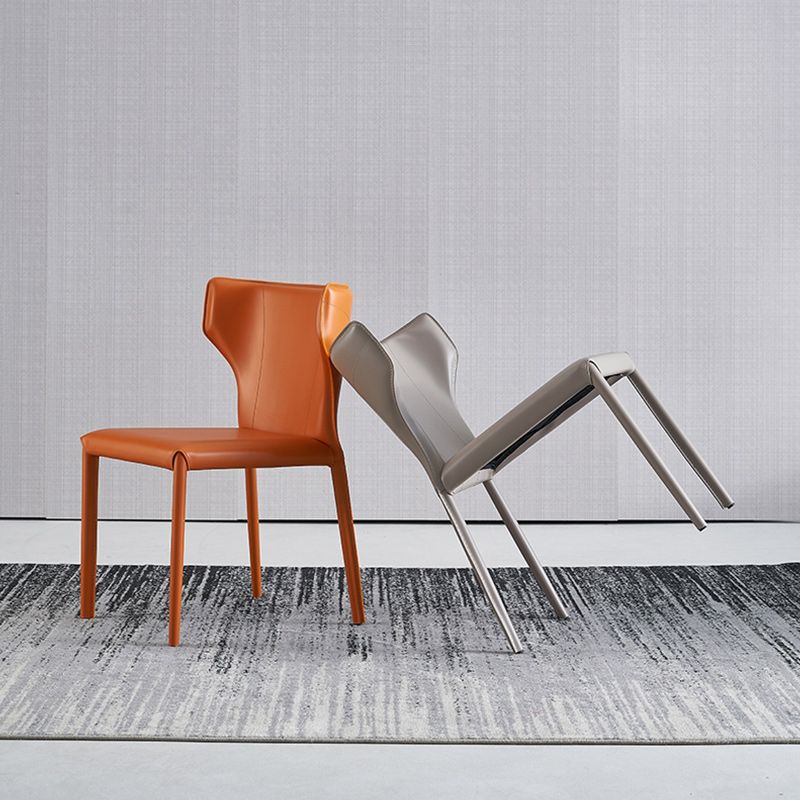 Modern Wingback Dining Chairs Faux Leather Armless Side Chair