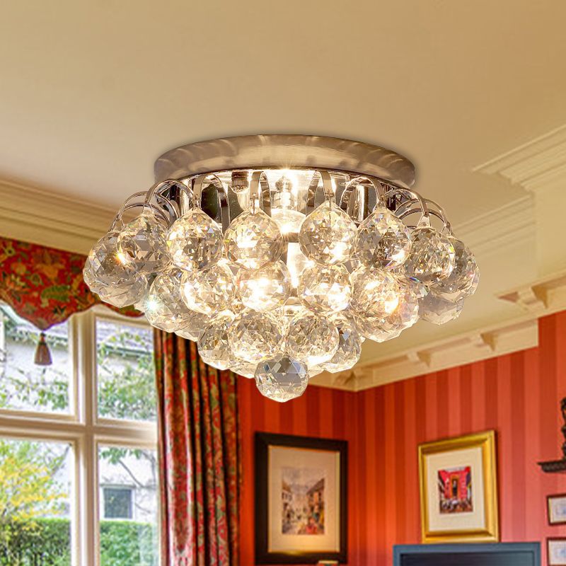 Contemporary 2-Light Flush Mount Spotlight Chrome Crystal Raindrop Deckenleuchte für Korridor