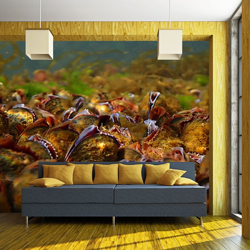 Tropical Underwater Life Mural Wallpaper for Living Room Wall Covering in Soft Color