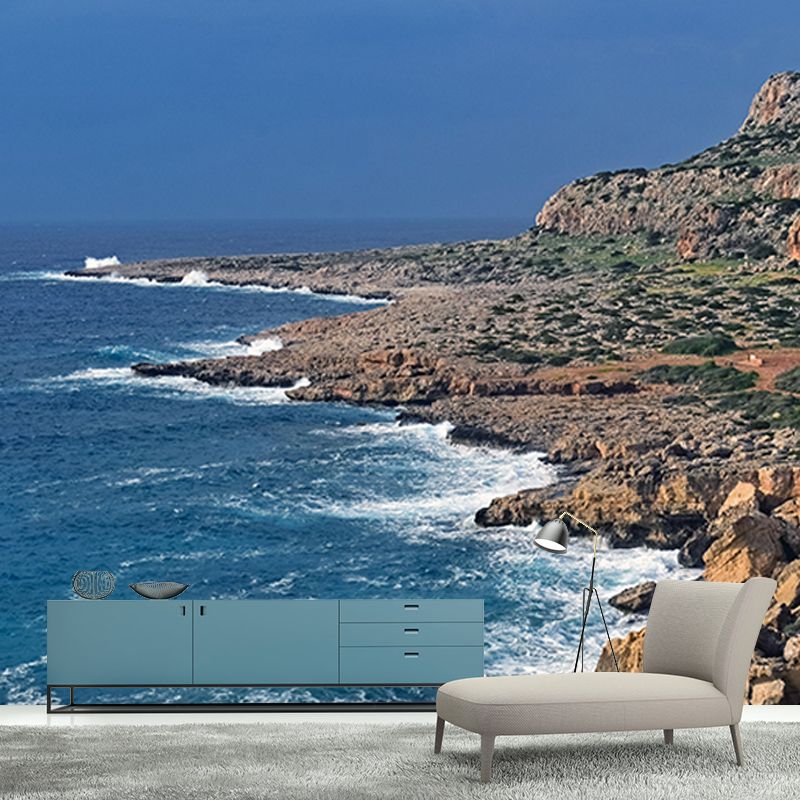 Contemporary Photography Sea Mural for Living Room Mildew Resistant Wall Covering