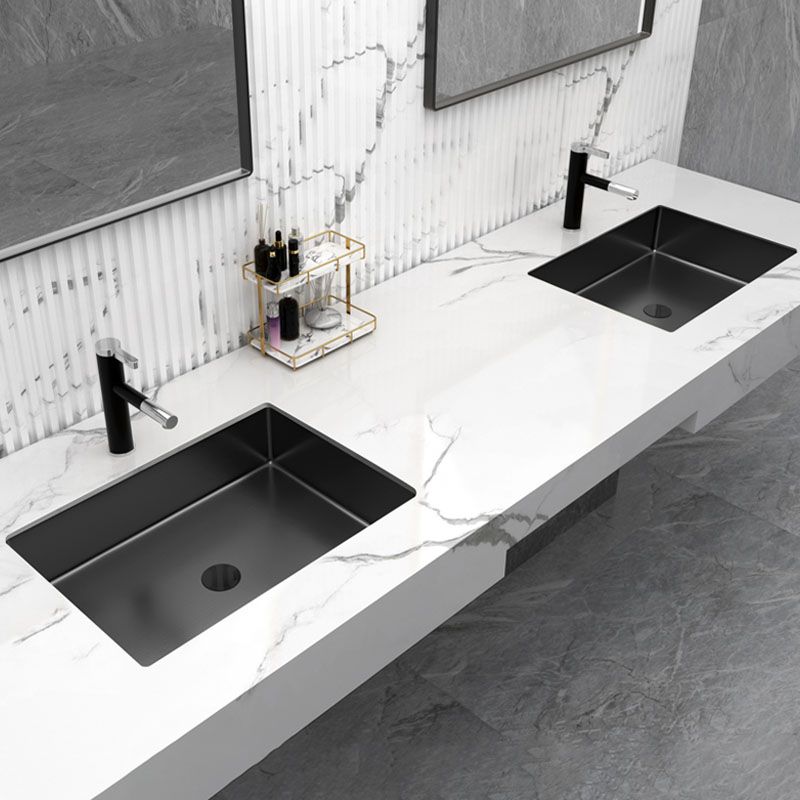 Contemporary Bathroom Sink Metal Rectangular Undermount Bathroom Sink with Pop-Up Drain