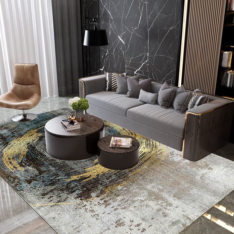 Orange Modern Rug Polyester Abstract Rug Non-Slip Backing Rug for Home Decoration