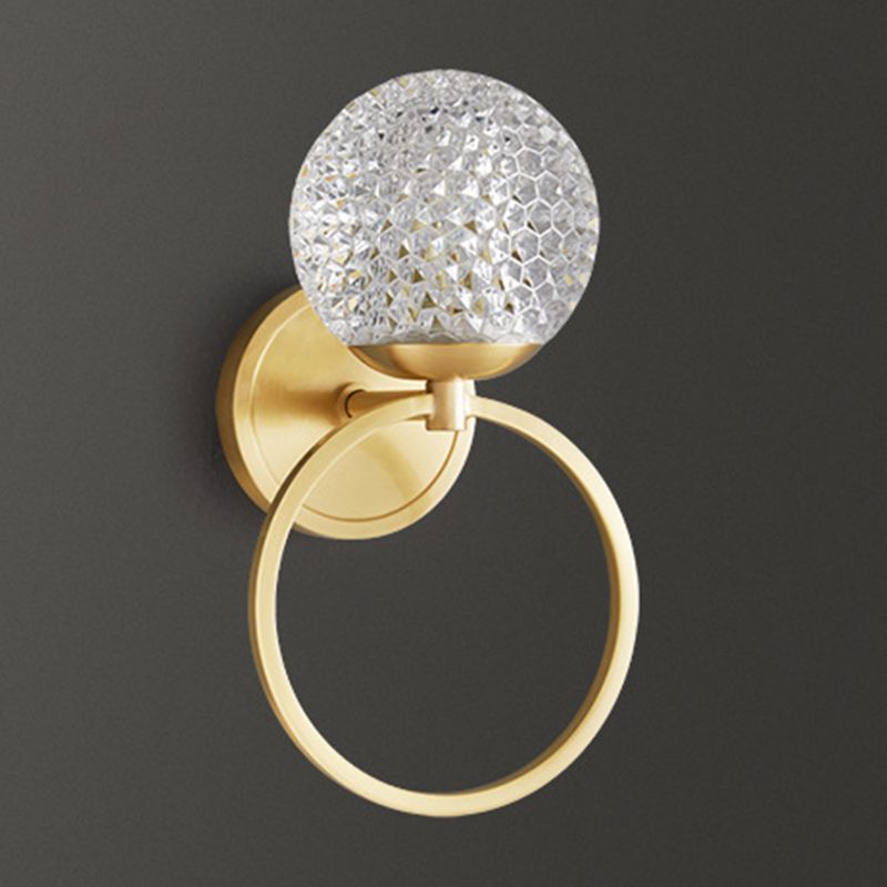 Brass and Crystal 1 - Light Wall Armed Sconce Globe Shade Wall Light in Gold