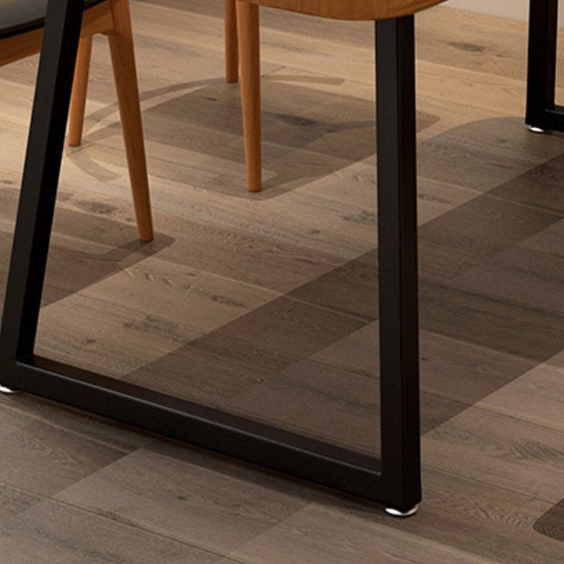 Pine Wood Top Dining Table Industrial Rectangle Table with Sled Base in Black