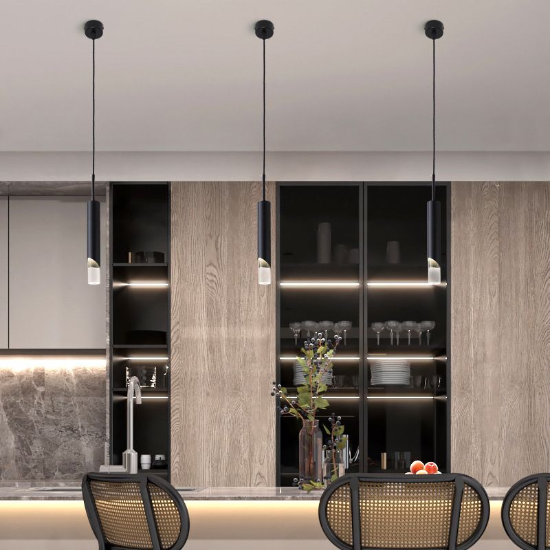 Moderner Stil 1-Licht hängende Anhänger Lichter Acrylzylindrische Anhängerleuchten