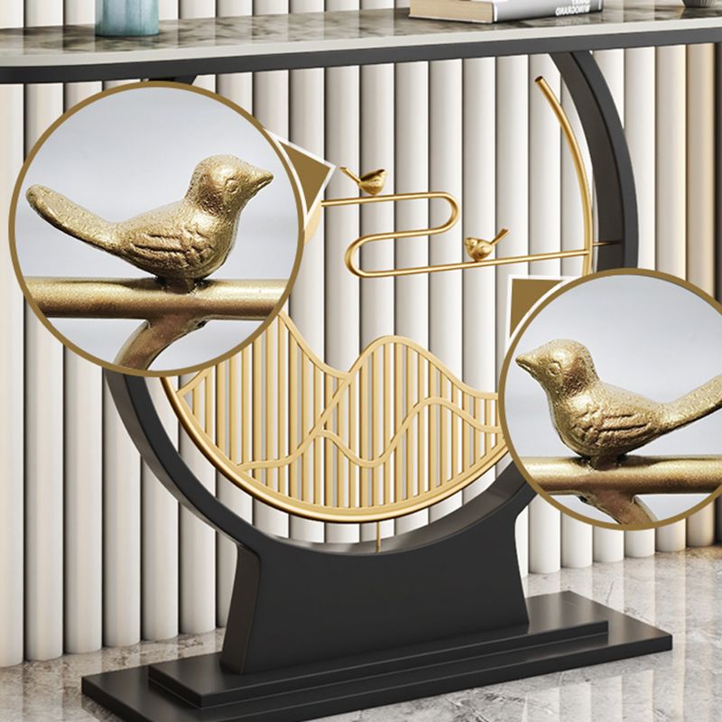 Marble/metal Half Moon Glam Scratch Resistant Abstract Console Table