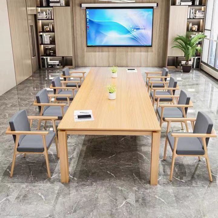 Rectangle Modern Table Solid Wood Fixed Dining Table with 4 Legs