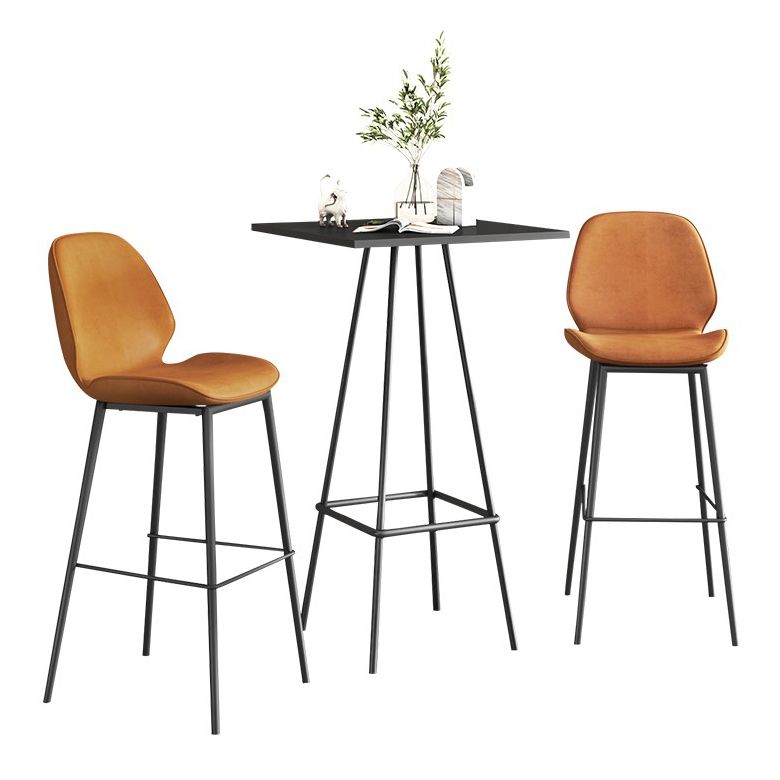 Modern 1/3/4 Pieces Bar Table Set Square Iron Counter Table with High Stools for Kitchen