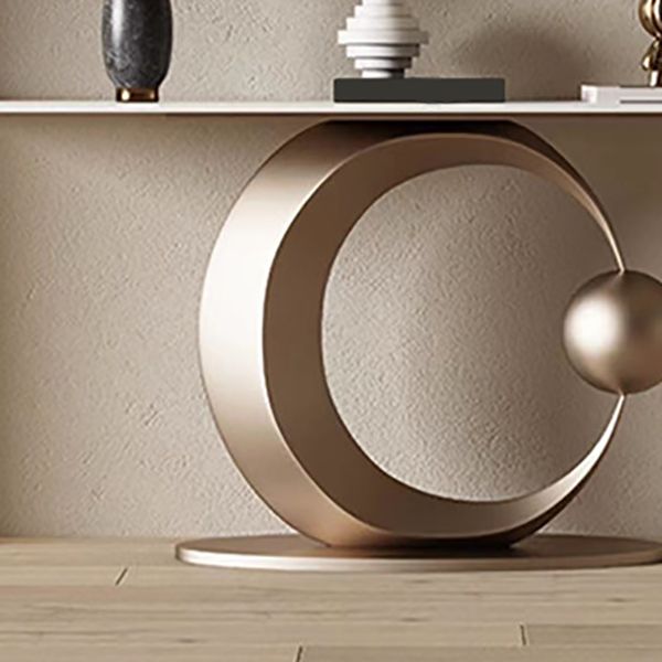 Glam Rectangle Accent Table Stone Console Sofa Table for Hall
