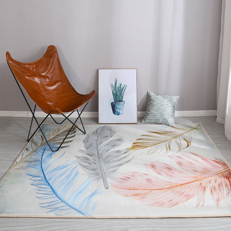 Esthetic Watercolor Print Rug Multi-Color Modern Area Rug Polyester Washable Non-Slip Backing Stain Resistant Rug for Drawing Room