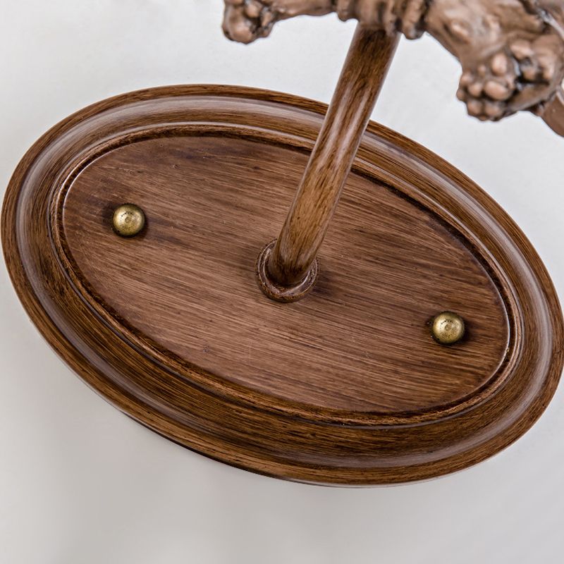 Dark Wood Cone Wall Lighting Rustic Resin and Glass 2-Light Corridor Sconce Lamp with Antler Deco