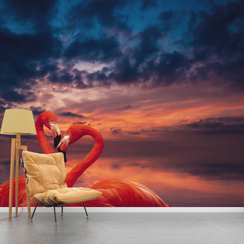 Flamingo Wallpaper Mural Customized Modern Wall Covering for Bedroom, Waterproofing