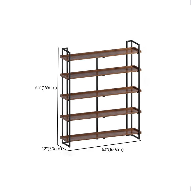 Industrial Antique Finish Bookcase Metal Etagere Bookshelf with Rectangular Shelves