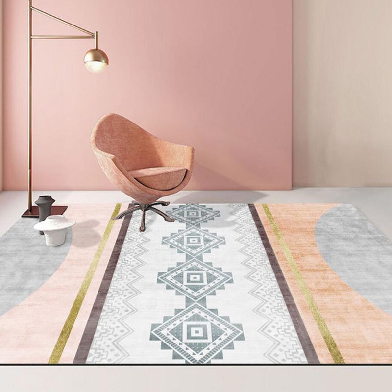 Argyle Bohemian Style Rug  Rug Stain Resistant Rug for Home Decor