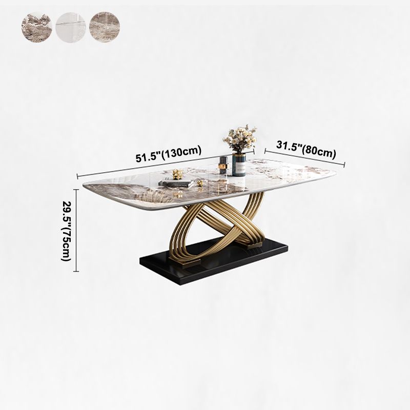 Rectangle Pedestal Dining Site Table Stone Dining Room Collection for Home