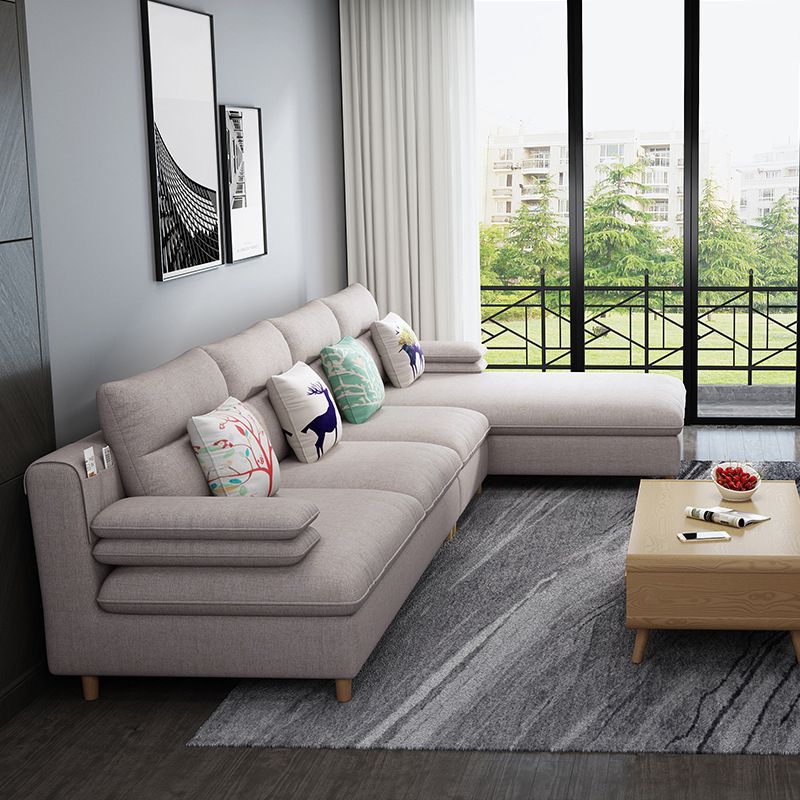 Pillow Top Arm Sectional Modern Linen 4-seat 125.98" Wide Sectional