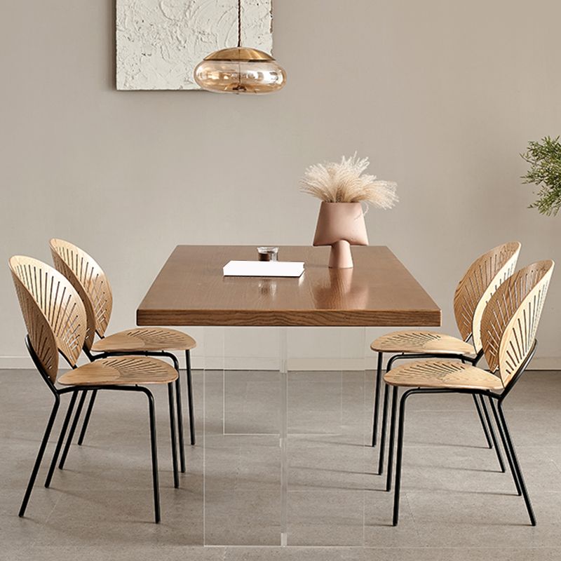 Simplicity Dinette Table Rectangle Solid Wood Dinner Table in Brown