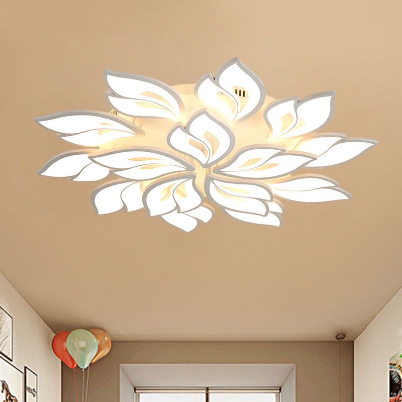 Acrylic Floral Flush Lamp Minimalism LED White Ceiling Fixture in Warm/White Light for Drawing Room