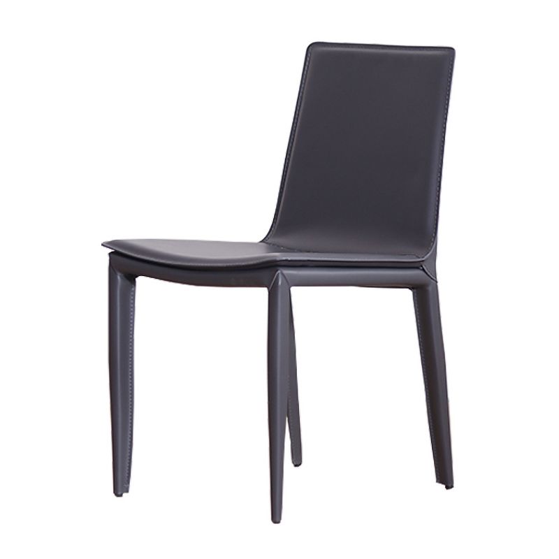Contemporary Style Leather Dining Side Chair Solid Back Armless Side Chair