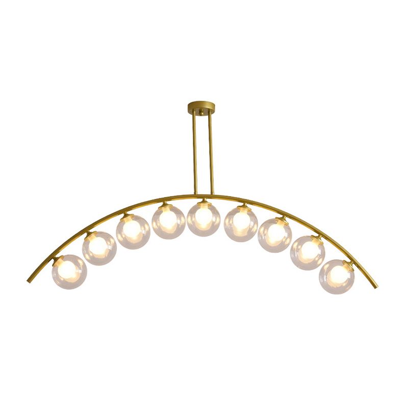 Modern Dining Chandelier Light Round Glass Shade Ceiling Hanging Light for Dining Room