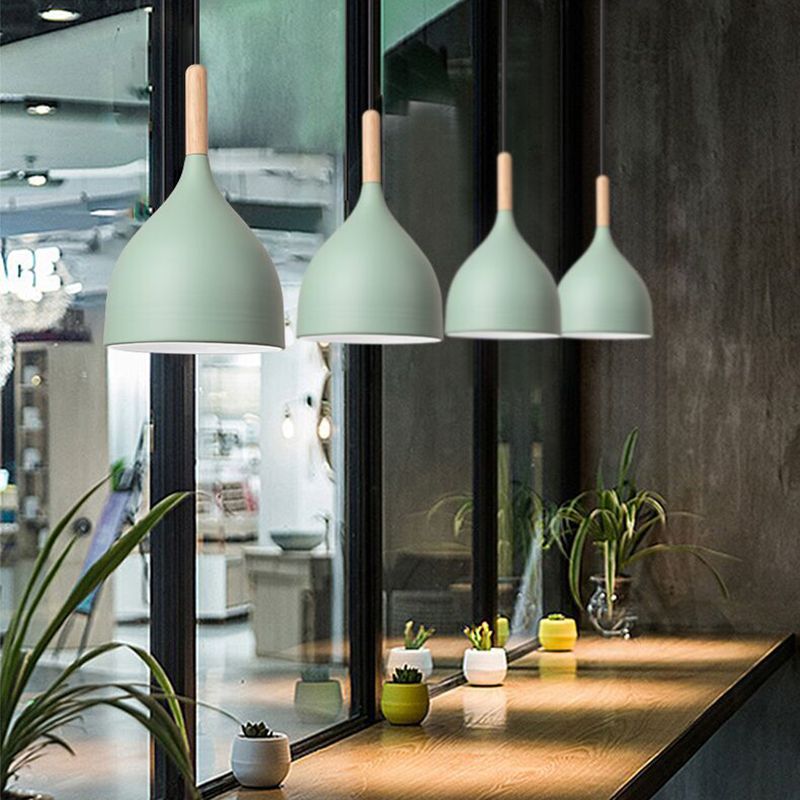 Bowl Shape Hanging Lighting Modern Macaron Style Metal 1 Light Pendant Lamp