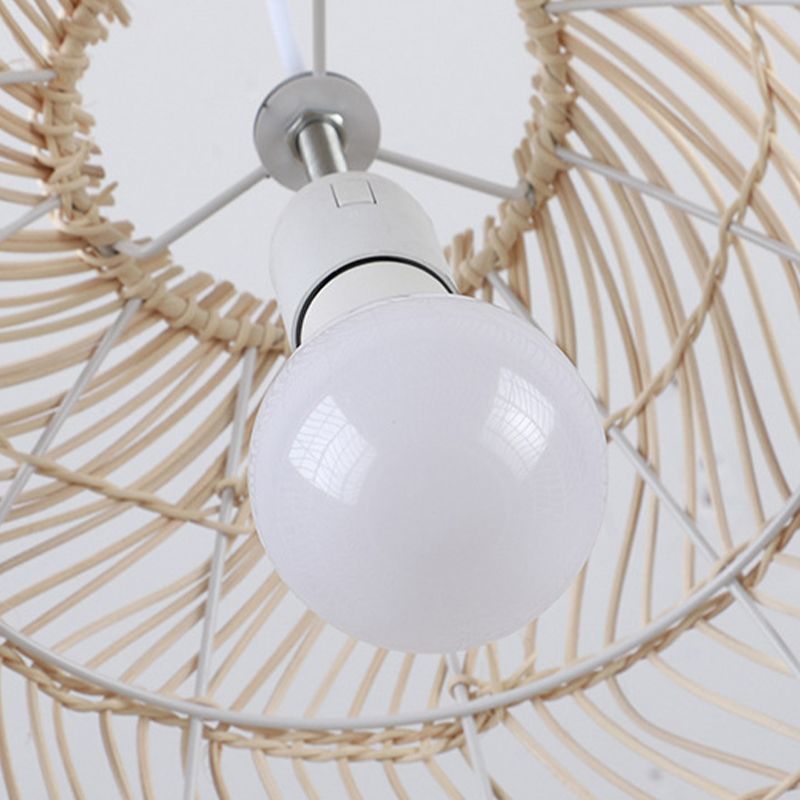 Rattan Round Hanging Light Fixture Asia Style Hanging Pendant Light