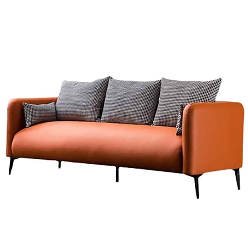 Modern 3-seater Sofa with Houndstooth Pillows Back and Pillow Top Arm