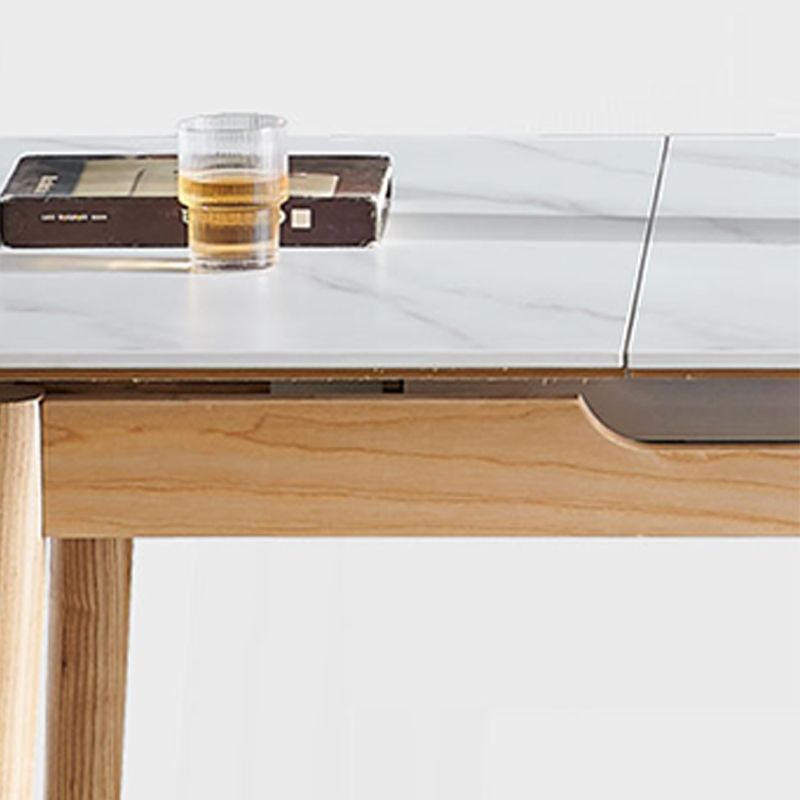 Modern Extendable Dining Table Home Rectangle Sintered Stone Fixed Desk