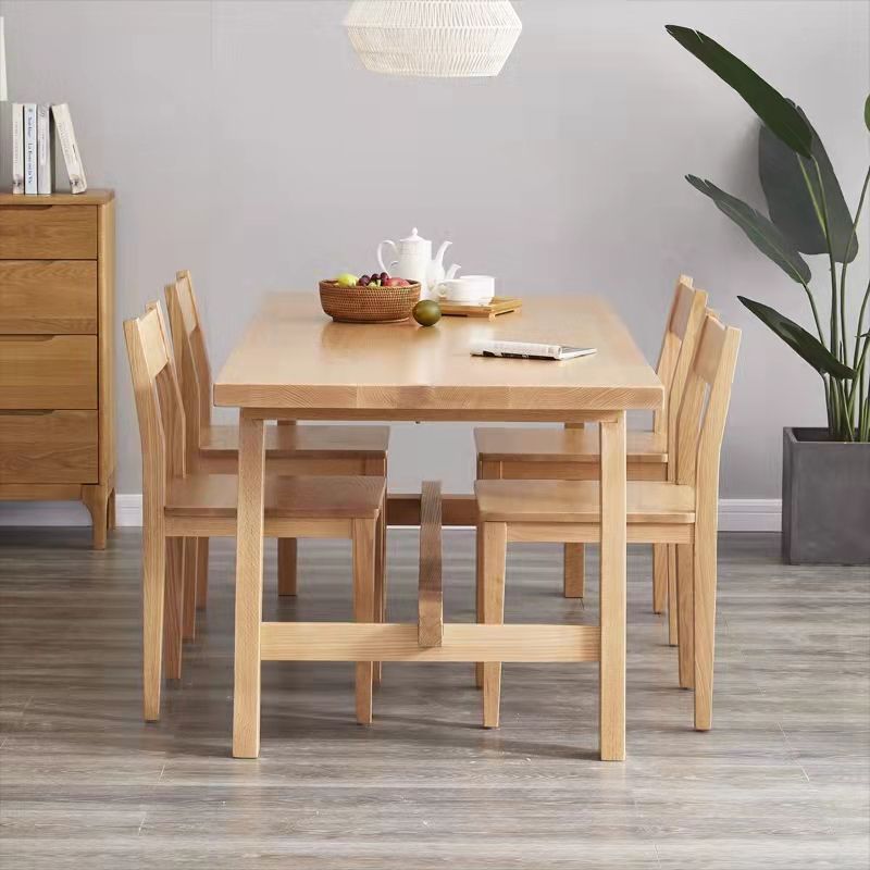 Rectangle Solid Wood Table in Nature Modern Dining Table with Trestle Base for Restaurant