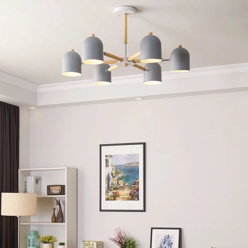 Lámpara colgante con cúpula de lámpara de lámpara de estilo macarrón con sombra de metal