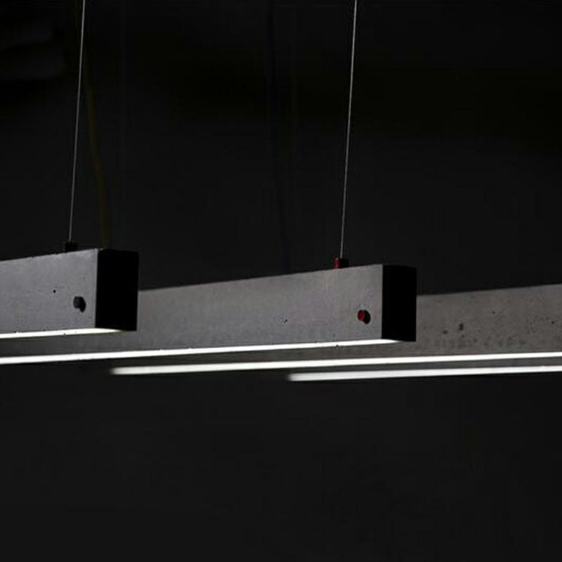 Grey Rectangular Suspension Lighting Simplicity 1 Head Cement Hanging Ceiling Light for Office