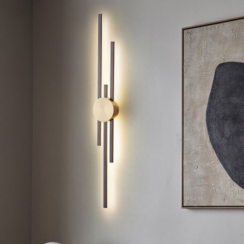 Contemporary Style Brass Wall Light Linear LED Wall Sconce for Bedroom
