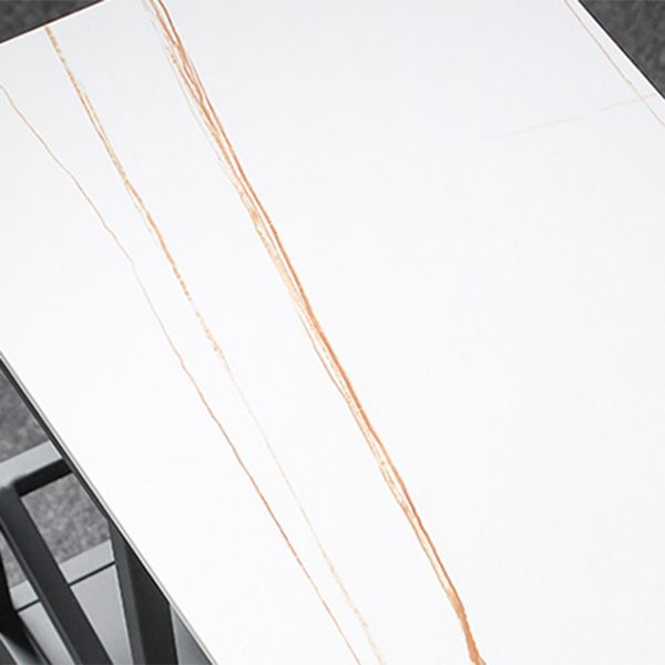 Industrial Rectangle Pub Table White Sintered Stone Bar Height Cocktail Table with Shelves